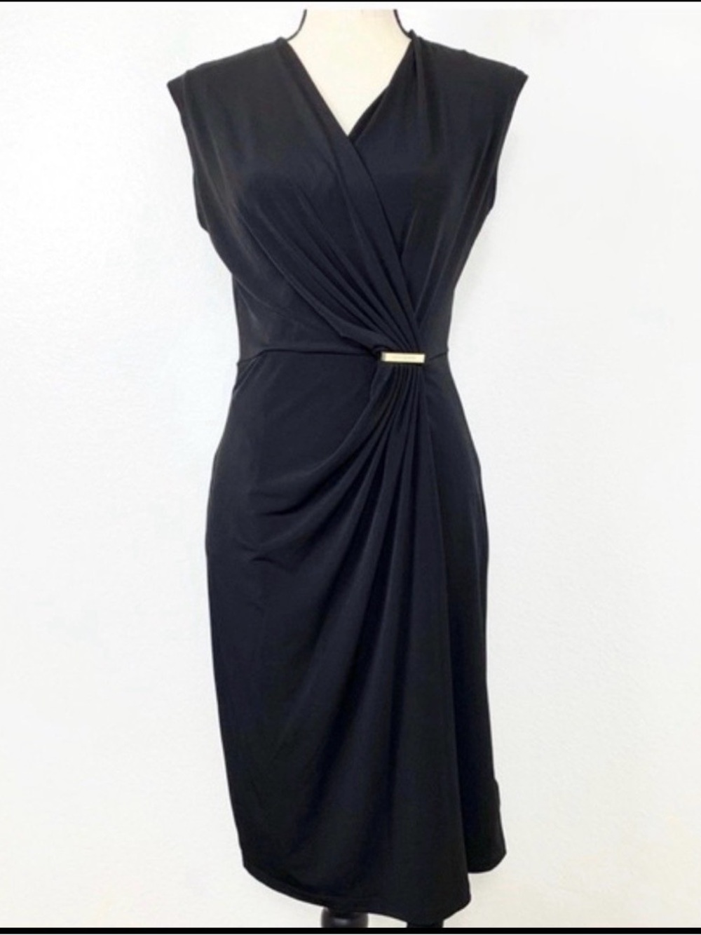 Michael Kors Black Wrap-Style Midi Dress